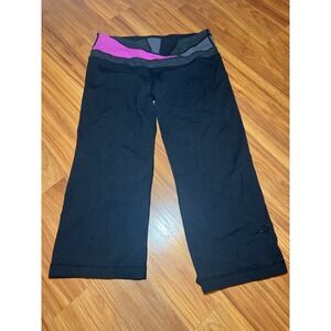 Lululemon Black Crop Yoga Pants Athletic‎ Gym Activewear Leggings reversible